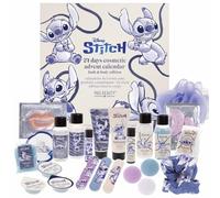 MAD Beauty Calendario de Adviento Disney STITCH con 24 productos de maquillaje y cosméticos, calendario de adviento para mujer con mascarilla, loción corporal, goma para el pelo, calendario de Navidad
