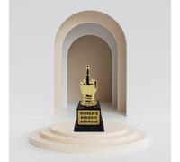 Mad Monkey Divertido trofeo „World´s Biggest Asshole“ - dedo corazón como trofeo de broma