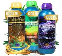 MADAME GROW Kit Power 3PACK 3 x 1 Litro | Pack Fertilizantes Crecimiento Floración y Engorde | Enraizante + PK Floración + Engordador K30 | Kit 3 Abonos Orgánicos