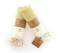 Madamelique Exclusivo juego de 2 toallas de mano de 18 x 40 pulgadas, toalla decorativa de baño Peshtemal para manos, cara, cabello, yoga, té, paño de cocina, baño - 100% algodón puro (mostaza)