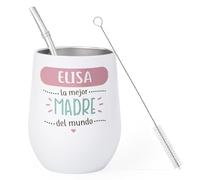 Made in Gift -Regalo Original - Mate Personalizado con Foto o Frase - Acero Inoxidable 250ml - Doble Pared Térmica - Con Bombilla y Cepillo - Ideal para Regalos Especiales (Mejor madre)