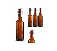made in home - Botellas vacías de 750 ml para rellenar Marrón - Botellas grandes con cierre de clip - Juego de botellas de cristal para zumo, bebidas, licor, aceite, salsas (12)