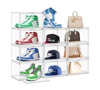 MADEHAY Armario Organizador de Zapatos，Caja de Exhibición de Acrílico Transparente, Plexiglass Vitrina Expositora，Vitrina de Muñecas con Puerta para Figuras Coleccionabl (6, 36x27x23cm)