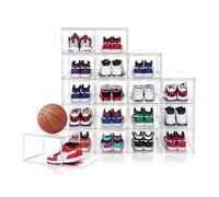 MADEHAY Armario Organizador de Zapatos，Caja de Exhibición de Acrílico Transparente, Plexiglass Vitrina Expositora，Vitrina de Muñecas con Puerta para Figuras Coleccionabl(6, 27x36x23cm)