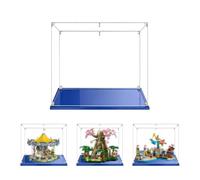 MADEHAY Vitrina Acrílica Transparente Antipolvo,para Lego Modelo Serie 10208 60141 75572 76248 77092 Grand Caja de Exhibición. Base Azul (1, 40x40x35cm)