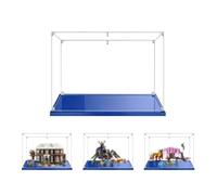 MADEHAY Vitrina Acrílica Transparente Antipolvo,para Lego Modelo Serie 10332 21330 75574 80022 Grand Caja de Exhibición. Base Azul (1, 50x40x30cm)