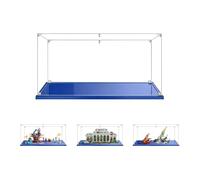 MADEHAY Vitrina Acrílica Transparente Antipolvo,para Lego Modelo Serie 21353 41164 71748 Grand Caja de Exhibición. Base Azul (1, 55x30x25cm)