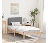 Madera Cabecero Tapizado Lino Moderno Minimalista Gris Claro 195x95x84 cm | Estructura de Cama con Cabecero Tapizado Gris Claro 90x190 cm Base de Madera Maciza de Pino, Camas Individuales Modernas con