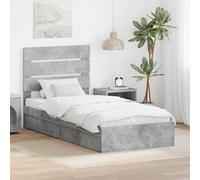 Madera con almacenamiento cajón moderno minimalista Gris 196x93x100 cm | Cama con almacenamiento con cajón Gris Concreto 90x190 cm Camas Modernas con Cabecero y Cajones para Dormitorio