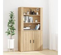 Madera contrachapada resistente Montaje en pared ahorro espacio Modelo | Aparador alto madera contrachapada roble Sonoma con modulo superior colgado, armario de almacenaje montaje pared, mueble