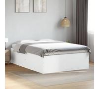 Madera de ingeniería con listones diseño moderno 203x143x45 cm blanco | Estructura de cama madera de ingeniería blanco 140x200 cm base de listones resistente soporte camas modernas dormitorio