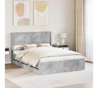 Madera duradera Almacenamiento integrado Cabecero Gris 156 5 x 203 x 100 cm | Cama con Almacenamiento y Cabecero Gris Hormigón, Estructura de Madera con 6 Cajones, Base de Listones Resistente, Soporte