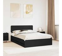 Madera ingenierizada resistente con cajones ocultos cabecero ajustable | Estructura de Cama 150x200 Negro Madera Ingenieria con Cajones y Cabecero Ajustable, Base de Sommier Resistente, Camas