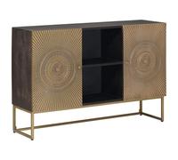 Madera Maciza de Mango Elegante contemporáneo 105 x 30 x 70 cm Latón | Aparador Latón 105 x 30 x 70 cm, Mueble de Almacenamiento con 2 Puertas, Madera Maciza de Mango para Salón y Comedor, Diseño