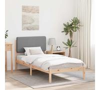 Madera Maciza de Pino Cabecera Acolchada Minimalista Gris Claro 195 5 x 80 | Estructura de Cama con Cabecera Tapizada Gris Claro 75x190 cm Base de Madera Maciza de Pino, Marco de Plataforma sin Somier,