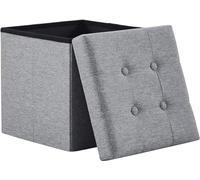 Madera Nieve Banco con Almacenamiento, Banco Acolchado, Taburete, baúl con Capacidad de Carga de hasta 300 kg, 38 x 38 x 38 cm (Lino) (Gris Claro)