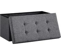 Madera Nieve Banco con Almacenamiento, Banco Acolchado, Taburete, baúl con Capacidad de Carga de hasta 300 kg, 76 x 38 x 38 cm (Lino) (Gris Oscuro)