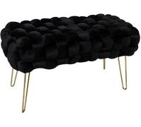 Madera Nieve Banco de cosmética Moderno de Terciopelo, otomano Rectangular con Patas de Metal Dorado, Taburete Acolchado, Asiento de Tejido Terciopelo (Negro, 38P x 70An x 41.5Al cm)