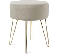 Madera Nieve Taburete Redondo para tocador, Taburete otomano, Taburete Acolchado y Soporte de Metal. (Beige)