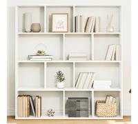 Madera resistente 12 compartimentos Estantería clásica Blanco 132x29x141 5 | Estantería librería blanca madera ingeniería 132x29x141,5 cm 12 compartimentos para salón y dormitorio