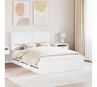 Madera resistente con almacenamiento y cabecero moderno diseño elegante 146 | Cama con Almacenamiento y Cabecero Blanco con 6 Cajones, Estructura de Cama Moderna con Base de Listones, Marco de Madera