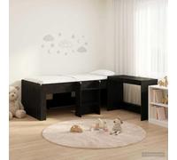 Madera robusta con escritorio integrado diseño moderno 203x119x68 cm Negro | Cama alta con escritorio para niños 2 uds Roble Negro litera juvenil compacta ahorra espacio con zona de estudio