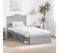 Madera robusta diseño minimalista cabecero pino Gris Sonoma 200 x 103 x 100 | Estructura de cama con cabecero Gris Sonoma 100x200 cm, Camas modernas de madera con cabecero de pino macizo, Base de lamas