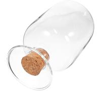 Madera Tarro de Cerillas Tapa Transparente de Vidrio | 125 Ml, Diseño Corcho y Soporte, Uso Decorativo para Flores Secas, Manualidades Pequeñas y Fotos