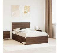 Madera y pino macizo moderno con cabecero Roble Marrón 120 x 190 cm | Estructura de Cama con Cabecero Roble Marrón 120x190 cm Base Resistente Madera y Pino Moderna Sommier Incluido