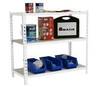 Maderclick Estantería metálica (Al x An x Pr: 100 x 90 x 50 cm, Capacidad de carga por balda: 150 kg, Número de baldas: 3 ud., Inserción, Blanco)