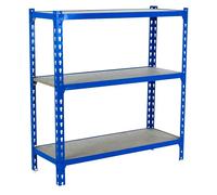 Maderclick Estantería metálica (Al x An x Pr: 90 x 90 x 30 cm, Capacidad de carga por balda: 150 kg, Número de baldas: 3 ud., Inserción, Azul)