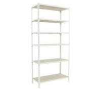 Simonrack Estantería metálica MEGAPLUS 2500x1200x500 mm, 6 baldas de madera, 200 kg, Blanco/Madera