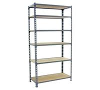 Simonrack Estantería metálica 2500x800x500 mm – 6 baldas madera, 150 kg punto flexión, gris/madera