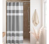Madison Park Cortina de Ducha de Tela con diseño de Punto gofre, diseño de Rayas, con 3M Scotchgard, gestión de la Humedad, Cortinas de Ducha Modernas SPA para baño, 54 x 78