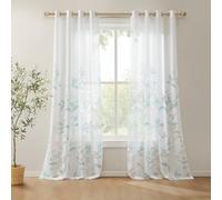 Madison Park Cortina Semitransparente de 2 Paneles para Ventana de Sala de Estar, Cortinas Ligeras con Estampado botánico Quemado, Cortinas de Ventana con Ojales en la Parte Superior para el hogar,