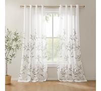 Madison Park Cortina Semitransparente de 2 Paneles para Ventana de Sala de Estar, Cortinas Ligeras con Estampado botánico Quemado, Cortinas de Ventana con Ojales en la Parte Superior para el hogar,