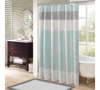 Madison Park Cortinas de baño Modernas de Microfibra a Rayas de Seda sintética para baño, poliéster, Aguamarina, 72 Pulgadas de Ancho x 72 Pulgadas de Largo (Paquete de 1)