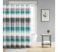 Madison Park Essentials Cortina de Ducha con Estampado de Acuarela, Cortina de Ducha Azul Multicolor para baño, baño Moderno, Lavable a máquina, Cortina de Ducha de Tela de Microfibra, Saben, 72 x 72
