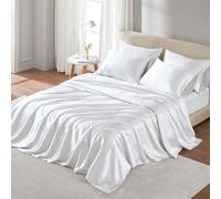 Madison Park Essentials - Juego de sábanas de satén lujosas y sedosas con Brillo Natural, Bolsillo Profundo de Primera Calidad de 16 Pulgadas, elástico en Todo el Contorno, Ropa de Cama para Todo el