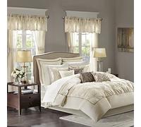 Madison Park Essentials - Ropa de Cama para Todas Las Estaciones, Cortinas a Juego, Almohadas Decorativas, poliéster, Marfil, tamaño Queen (228,6 x 228,6 cm)