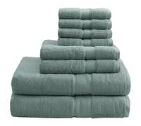 Madison Park Juego de 8 Toallas de baño de 800 g/m², 100% algodón, lujosas, Altamente absorbentes, 2 Toallas de baño, 2 Toallas de Mano, 4 paños de Secado rápido, Calidad de SPA, Color Verde Polvo