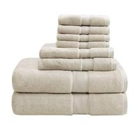 Madison Park Juego de 8 Toallas de baño de 800 g/m², 100% algodón, lujosas, Altamente absorbentes, 2 Toallas de baño, 2 Toallas de Mano, 4 paños de Secado rápido, Calidad de SPA, Natural