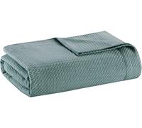 Madison Park Manta 100% algodón Egipcio, Transpirable, acogedora, de Punto de Primera Calidad, Ligera, para Cama, sofá y sofá, tamaño King, Color Verde Azulado