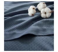 Madison Park Manta Ligera de Verano 100% algodón Egipcio, diseño de Punto gofre Transpirable, Manta Suave y acogedora para Todas Las Estaciones para Cama, sofá o sofá, tamaño King Azul (108 x 90