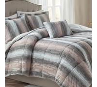 Madison Park Moderno Juego de Ropa de Cama para Todas Las Estaciones con Funda a Juego, poliéster, Rubor/Gris, matrimonial/Queen