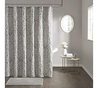 Madison Park Odette Cortina de Ducha de Tela Jacquard Texturizada de Lujo, medallón de Damasco, Lavable a máquina, decoración Moderna de baño para el hogar, Pantalla de privacidad, 72 x 72 Pulgadas