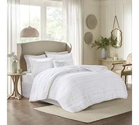 Madison Park Ropa de Cama Alternativa para Todas Las Estaciones, Funda a Juego, Almohadas Decorativas, poliéster, Celeste, Volantes, Color Blanco, tamaño King (264 x 233 cm)