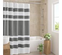 Madison Park SPA - Cortina de Ducha (Tejido gofrado a Rayas para Cuarto de baño, con gestión de la Humedad, Scotchgard 3M, Calidad SPA, Moderna, estándar, 182,9 x 182,9 cm, Color Antracita