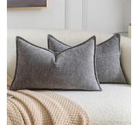 Madizz Juego de 2 Fundas Decorativas para Cojines Suaves Fundas de Chenilla de Color sólido con Textura Ideales para sofá Dormitorio y Sala de Estar Gris 40x60 cm