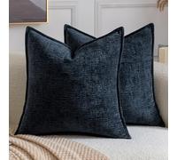Madizz Juego de 2 Fundas Decorativas para Cojines Suaves Fundas de Chenilla de Color sólido con Textura Ideales para sofá Dormitorio y Sala de Estar Azul Oscuro 45x45 cm